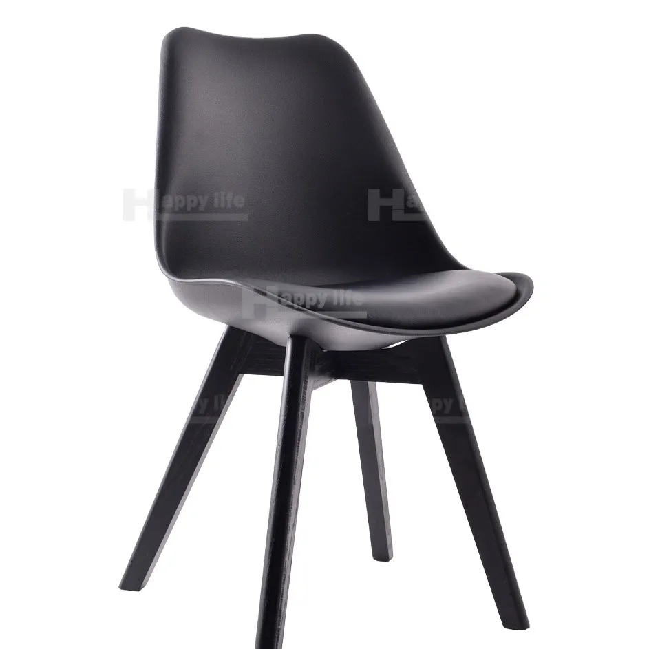 New designer colored dining wholesale plastic chair with wood legs