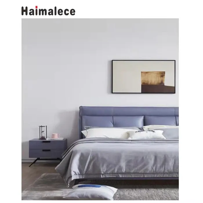 Новейший дизайн 2021 года, наборы для спальни, однотонные мягкие кровати, лучшие деревянные кровати большого размера из натуральной кожи