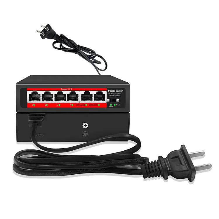 Integrated machine 4 +2 100m Ports Network Ethernet Mini Poe Switch 48v Unmanaged Network Switch