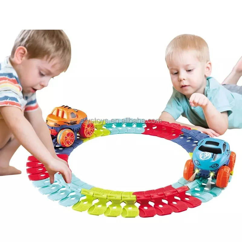 Flexible Changeable Magic Race Car Track Set Race Track Toys with LED Light-Up Race Car
