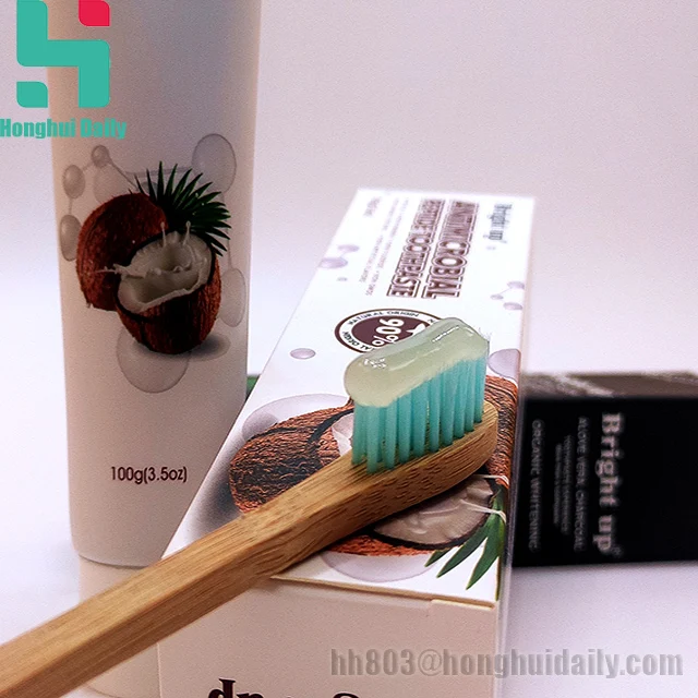 Private label coconut activated charcoal toothpaste with fluoride free