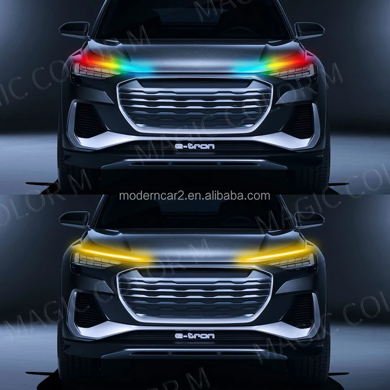2X Music Flexible Headlight DRL Lights Daytime Running Lamp Dream Color Multicolor Day Turn Signal APP White Red Yellow Blue