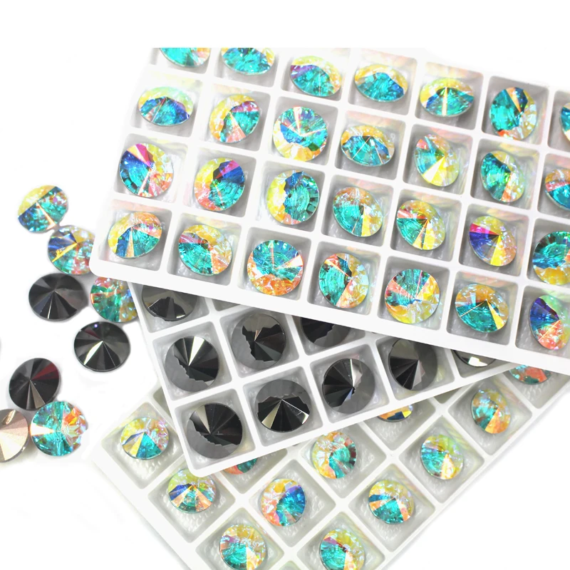 Lucky K9 top quality sew on Rivoli button  crystal ab hematite sew on rhinestone button for garment Sofa