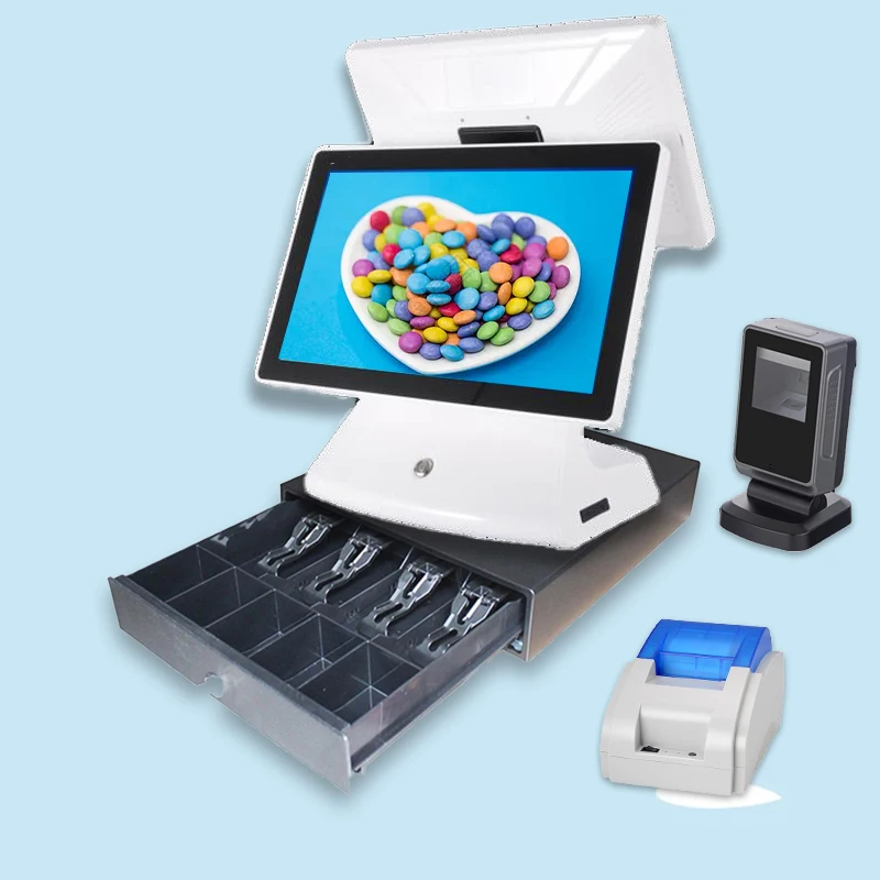 Dual Screen POS System cash register all in one pos machine Windows  pos hardware