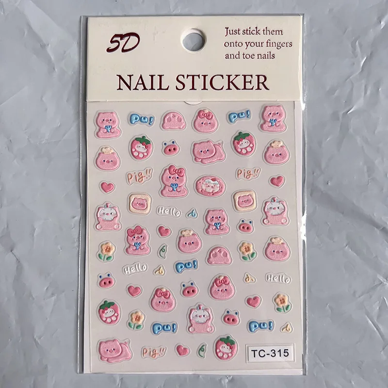 5D wholesale nail wrap Japan Korea INS hot selling luxury LOGO character nail stickers