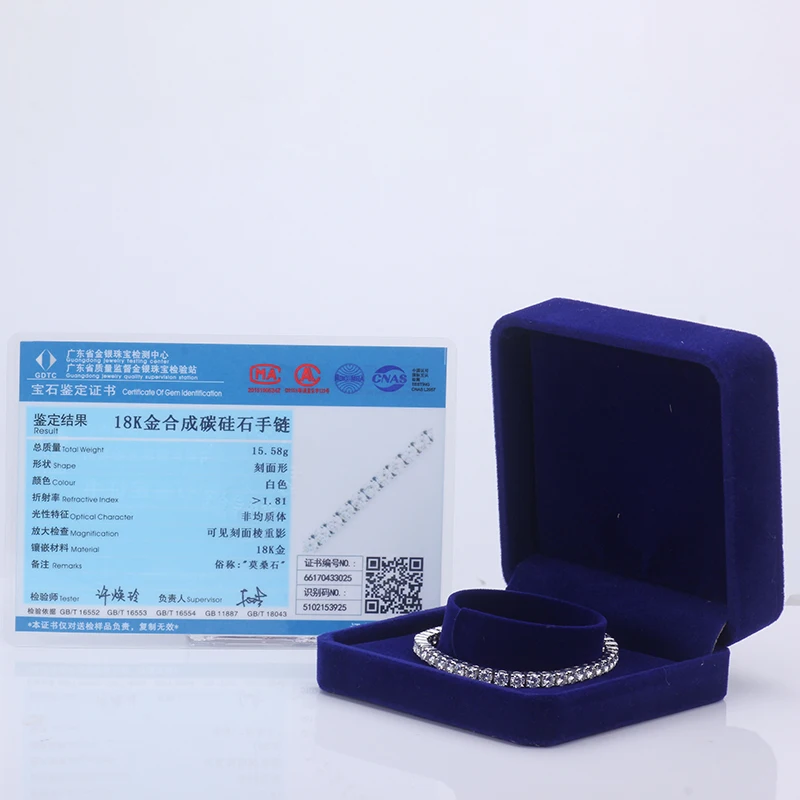 Starsgem 14k white solid gold white color moissanite tennis bracelet for gift