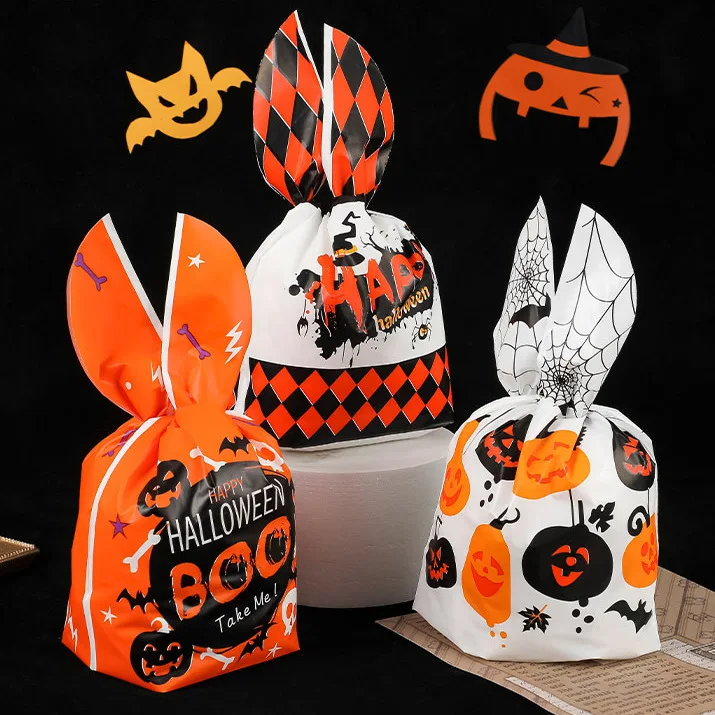 2023 New Halloween Package Bag Rabbit Pumpkin Candy Biscuit Snack Bag Halloween Gift Bag for Kids