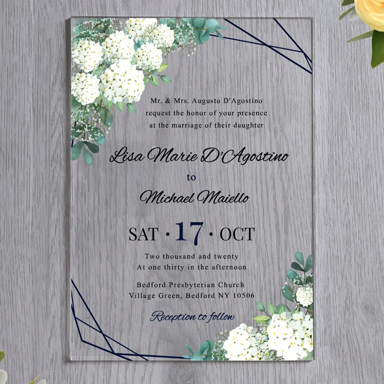 Customized Luxury Clear Laser Cut 3D Baby 1st Birthday Acrylic Wedding Invitations Card