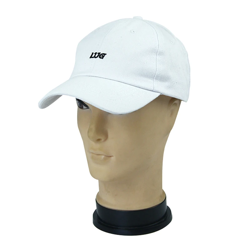 2024 Custom 6 panels white cotton embroidery letter logo baseball cap with metal closure