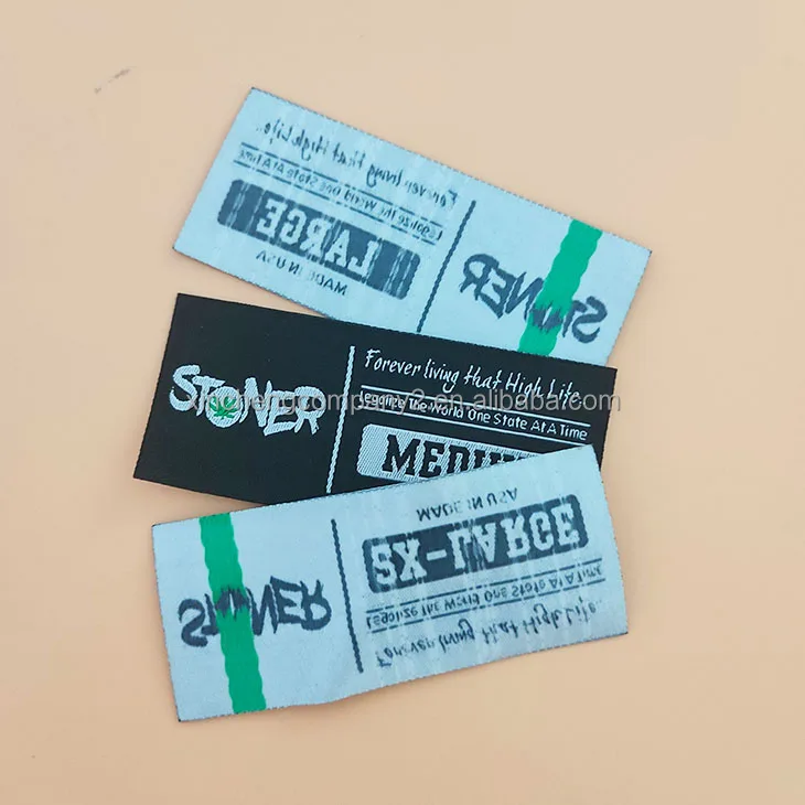 Custom private clothing brand personal design logo print woven label MOQ 100 woven label