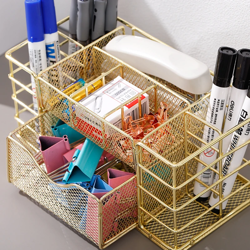 
New Original Nordic Metal WIre Gold Stationery Supplies Holder For Office Use 