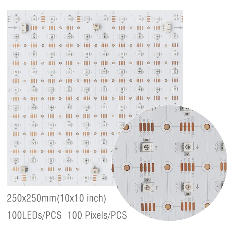SPI dmx flexible LED matrix panel 12v 250*250mm pixel led sheet led panel matrix cuttable