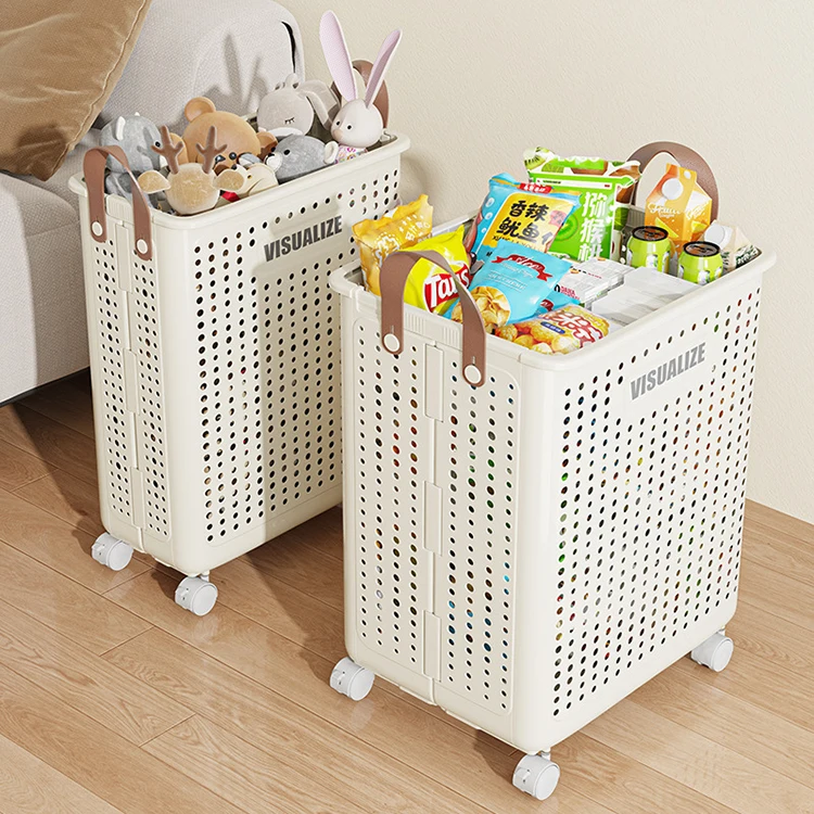 Collapsible laundry baskets plastic laundry basket Flexible laundry basket with wheels for dirty clothes