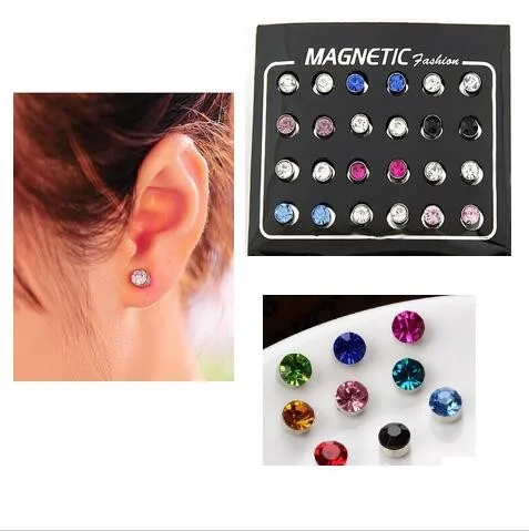 No Hole Earrings No Piercing Zircon Magnetic Stud Earrings Diamond Magnet Earrings