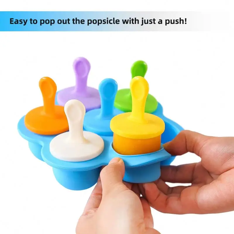 Silicone Ice Cream Mold Tools Cartoon Ice Cube Pop Ball Maker Tray With Lid Silicone Popsicle Ice Cream  Mold  For Kids