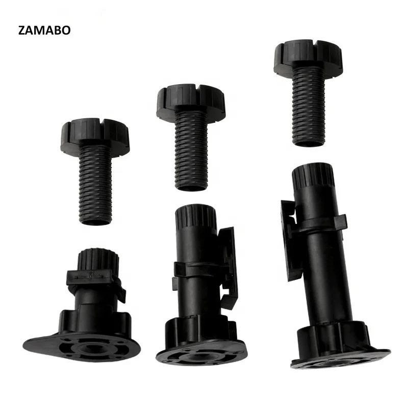 Black ABS Plastic Adjustable Leveler Feet PP Material Sofa Leg Kitchen Cabinet round Tube for Furniture Chairs Tables