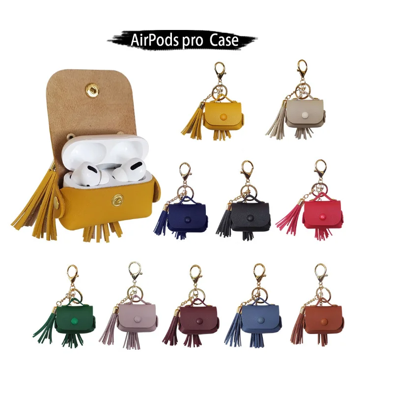 Compatible PU Leather AirPods Pro Case Protective Holder with Custom Logo for AirPods 3 Headphone Use