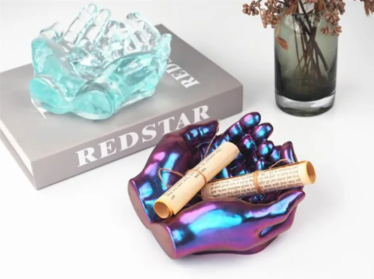 Two Handed Candlestick Silicone Mold DIY Gypsum Resin Crystal Drop Glue Mould Handmade Ashtray Storage Box Home Decoration