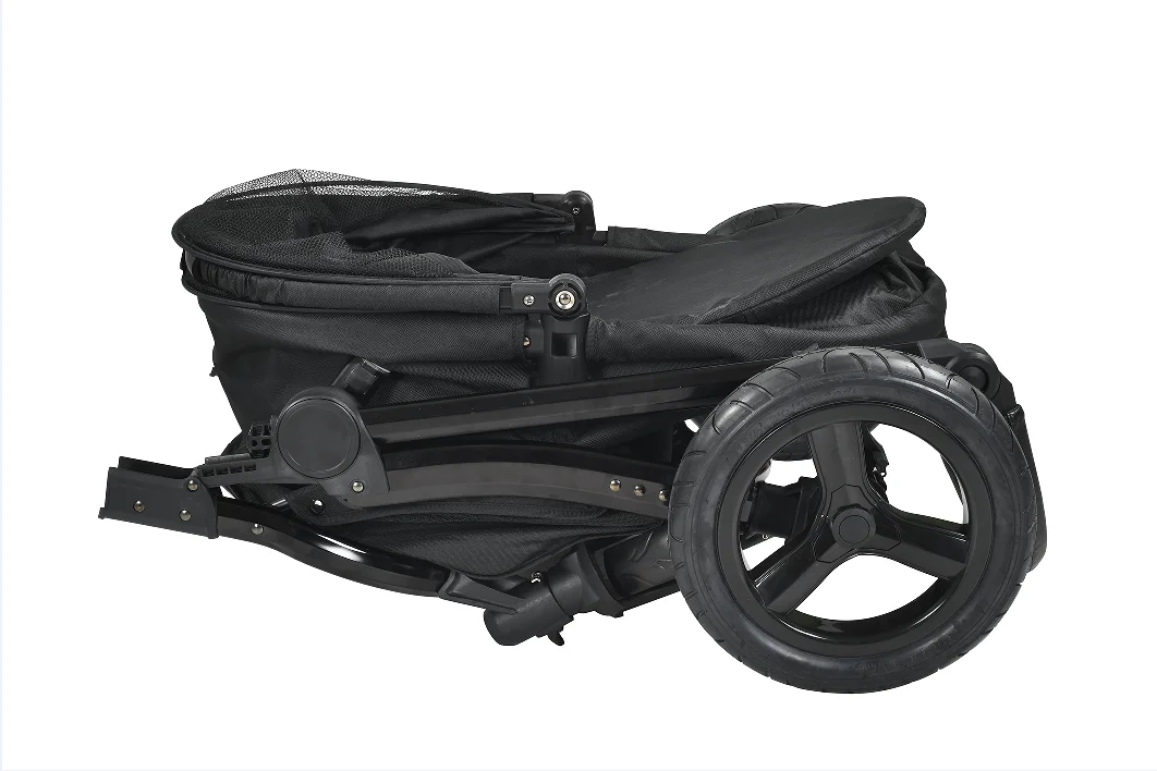 Aluminum Tube Stroller Hot Selling Portable Pet Products Pet Buggy With 4 Wheel In Black Color