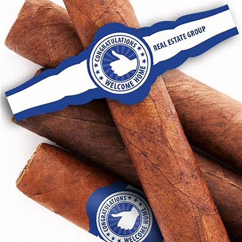 High Quality Custom Brand Cigar Labels UV Printing Glossy Surface Adhesive Custom OEM Embossed Cigar Wrap Private Sticker Sale