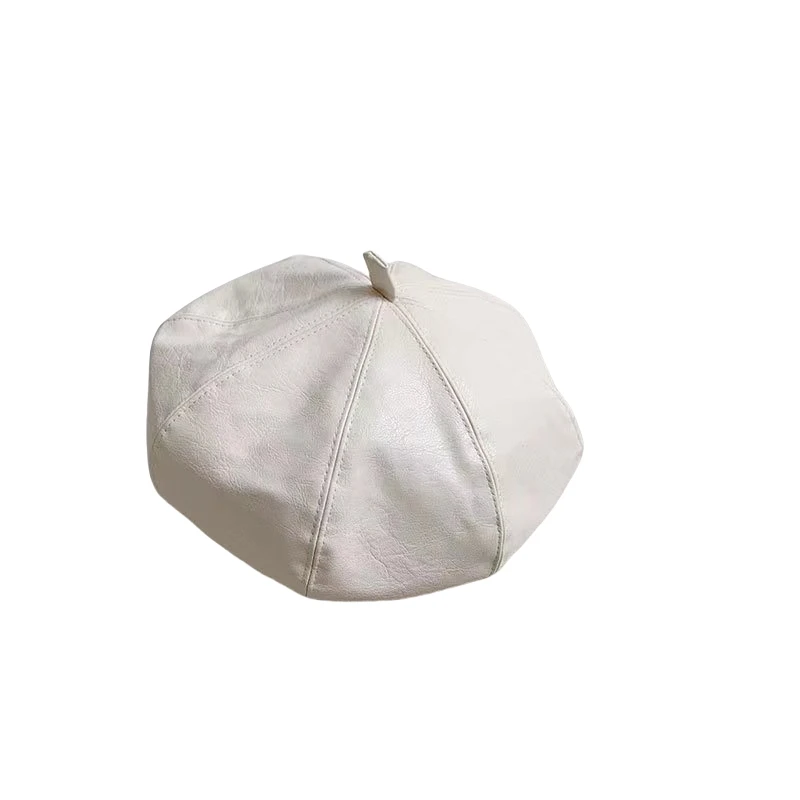 Wholesale Custom Fashion Painter Artist Ladies Winter Fall Painter style Ladies Solid color warm PU leather beret hat