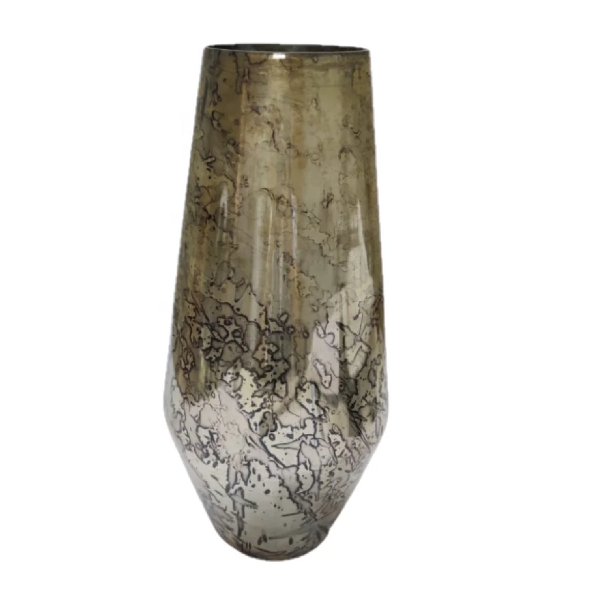 Customized Unique Silver Antique Silver Mercury Cylindrical Top-Class Handmade Decorative Centerpiece Flower Vase for Home Decor