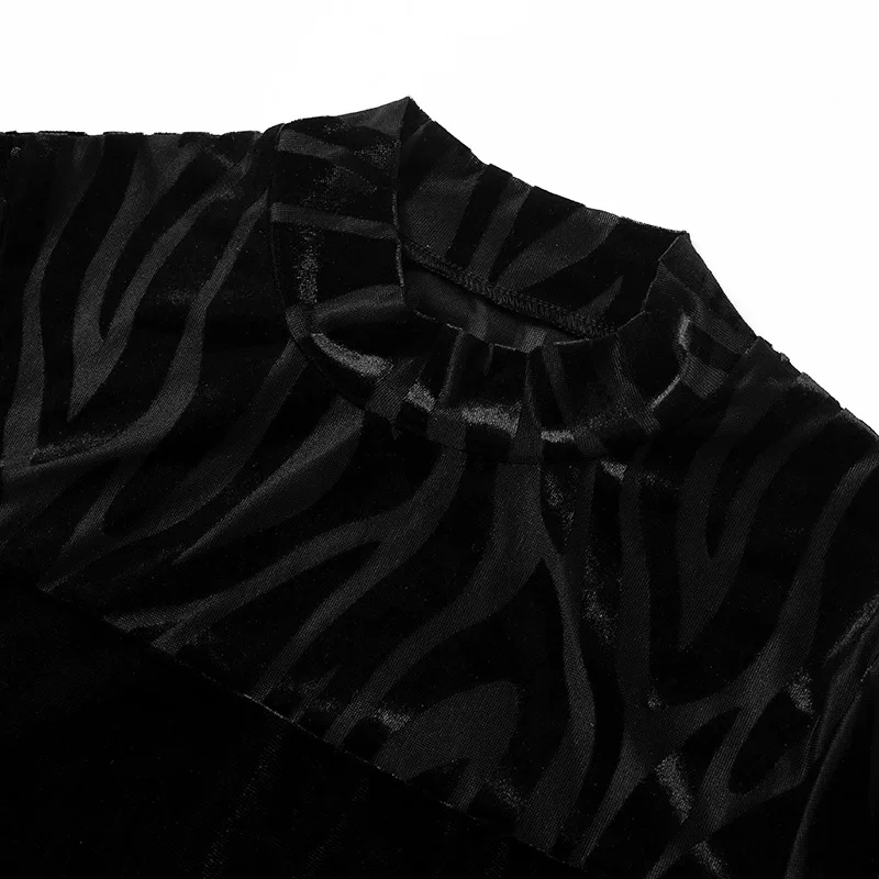 D23ds241 Autumn Winter 2024 New Zebra Striped Patchwork Mesh O-neck Long Sleeve Sexy Mini Dress Bodycon Clothes For Women