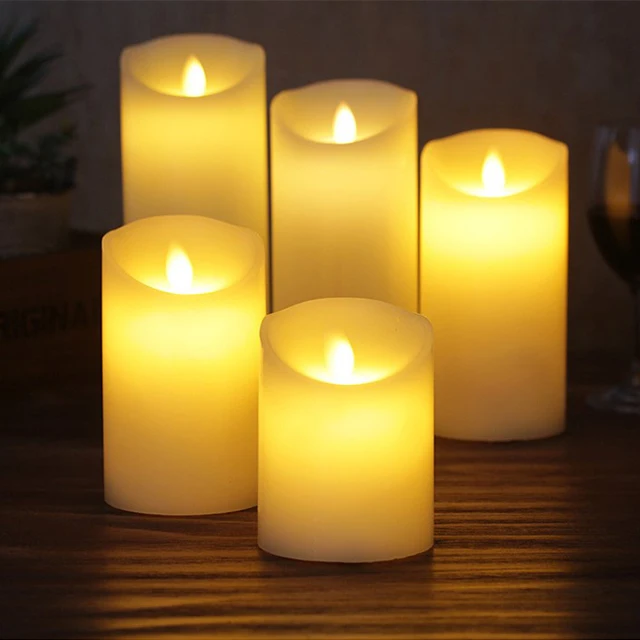 Christmas Battery Operated Real Wax Flameless Led Candles With Remote Control