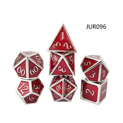 Polyhedral metal dice set enamel color printed custom 20 sided dice packed with velvet bag