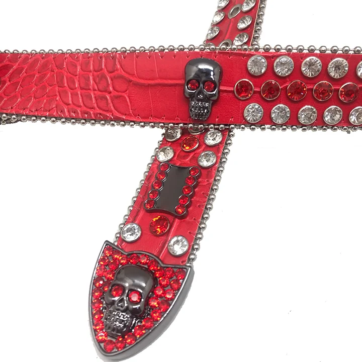 RTS or Wholesale Custom Black and Red Designer   pu Belts for Unisex Wears