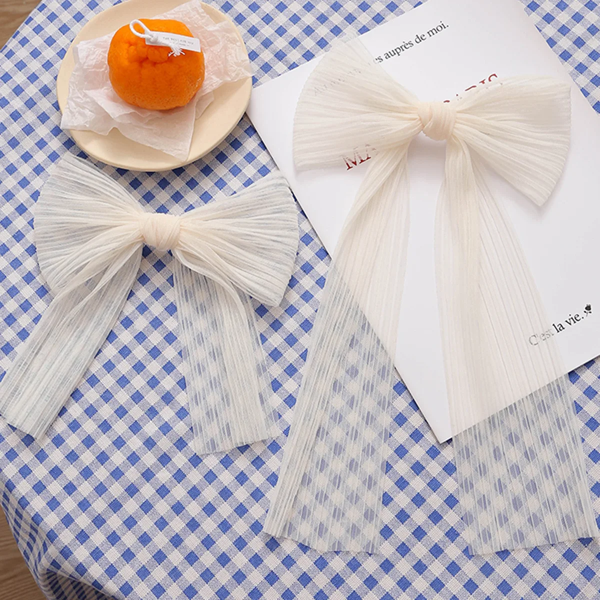 Elegant Large Bow Ribbon Hairpin Chiffon Mesh Big Bowknot Ribbon Hairband Clip Women Lady Girls Hair Clip