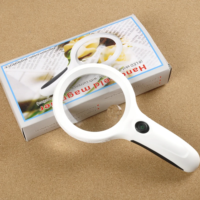 
2.5x90mm Skid-proof Illuminated Led Lamp Magnifying Glass Handheld Magnifier With Led Light 