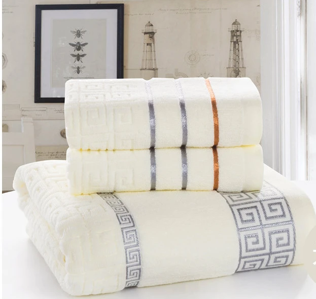 Factory wholesale Custom embroidery logo Solid color gold line Thicken Pure cotton towel