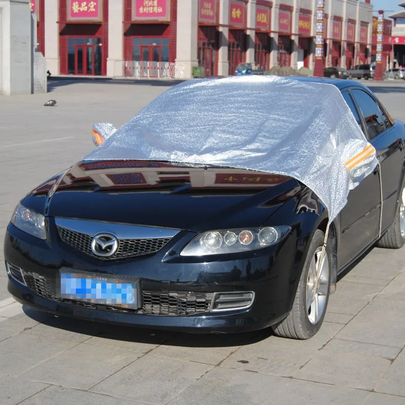 Universal Fit Windshield Snow Cover for Cars, Compact and , Anti-theft Tuck-in Flaps, Cotton Lined PEVA Fabric Mirror Covers