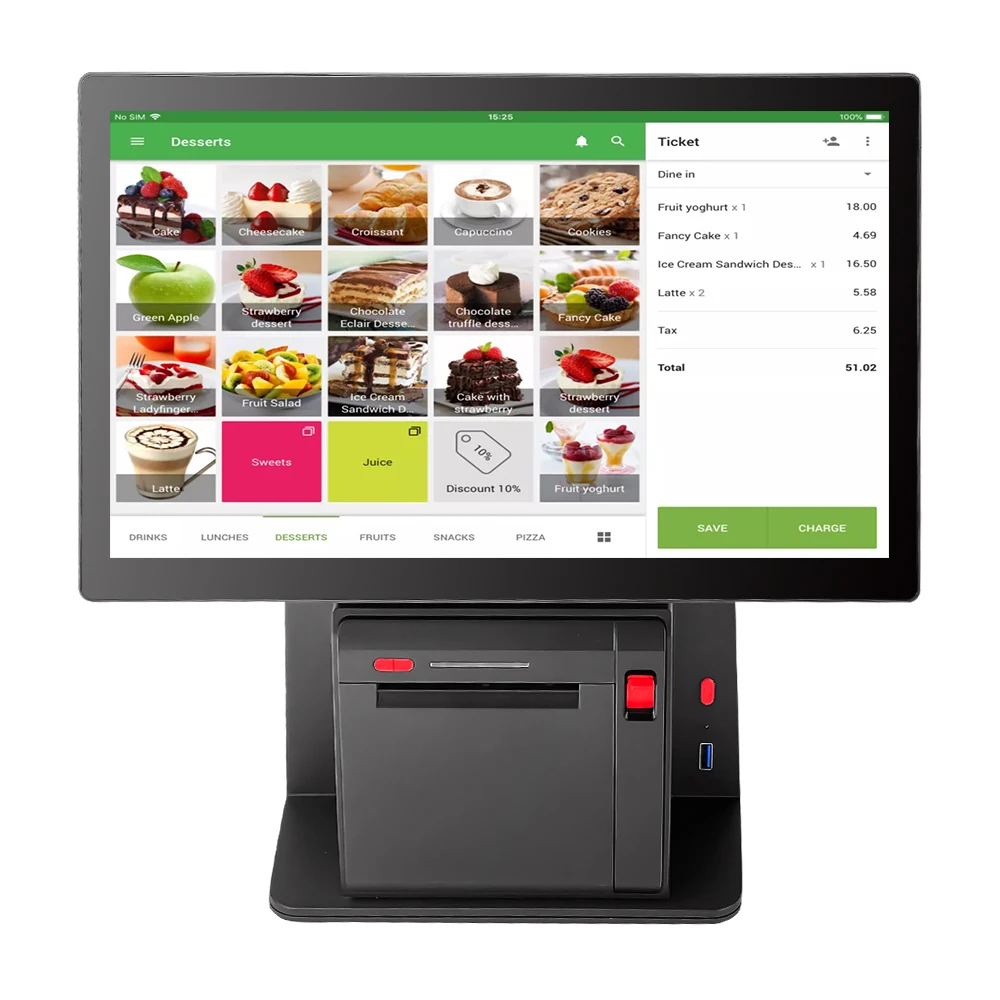 FYJ-F2 14' Software Restaurant Pos Cash Register Machine All-in-one Billing Checkout Cashier Touch Screen Desktop Pos