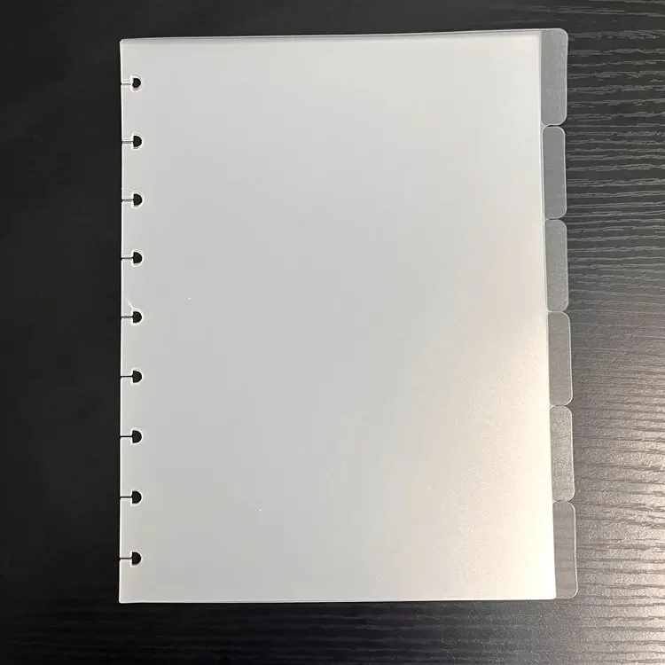 Eco-friendly Frosted Plastic PP Divider Page 4x6 5x7 6x8 Size 9 Disc Hole 6 Side Tab PP Divider