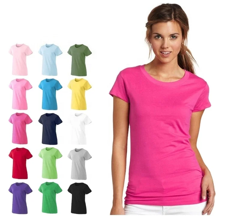 180gsm High Quality Comfortable OEM logo Custom Solid Plain 100% Cotton Women Woman Lady Short Sleeve T-shirt t Shirt