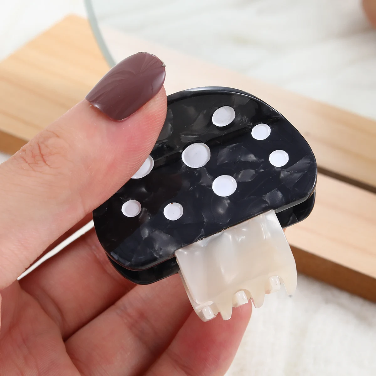 personalized acetic mini small cute mushroom hair claw clip for girl