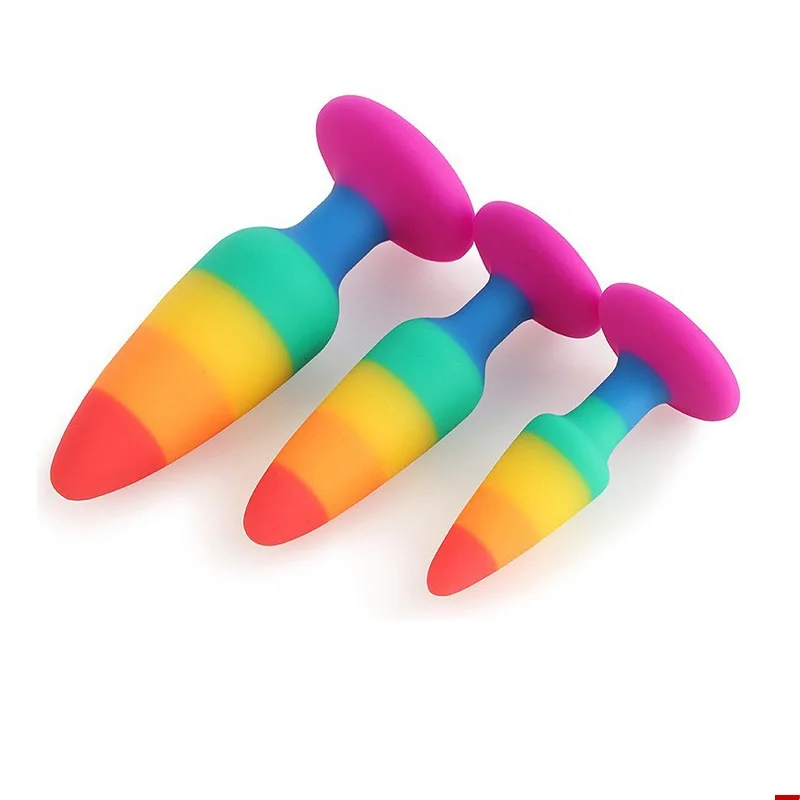 Waterproof Rainbow Anal Butt Plug  Sex Toy Factory Direct Wholesale  Anal Training SoSilicone Rainbow Anal Plugs Set