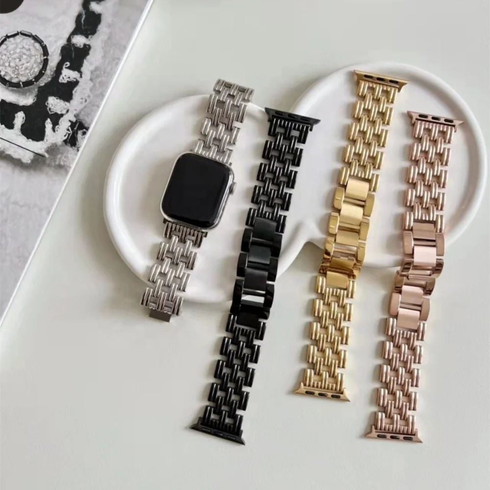 Factory directly supply price Watch band Fashion IP plated silver 304  316 stainless steel band with jewelry buckle