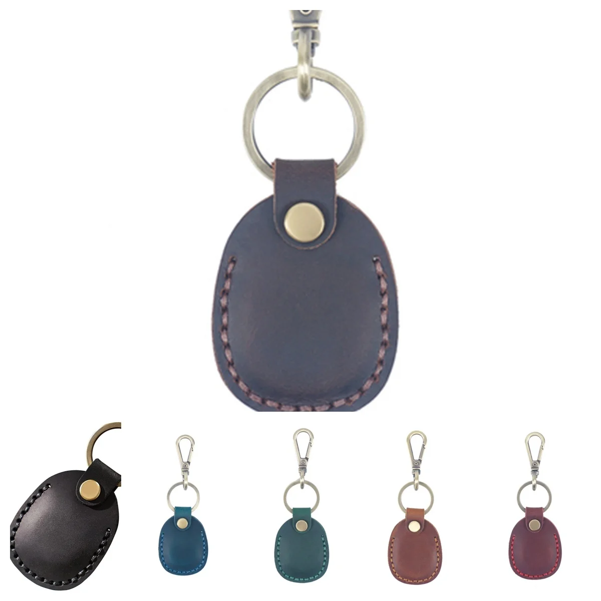 Factory Custom Luxury Genuine Car Leather Keychain Blank Metal Keychain Durable Car Key Chain