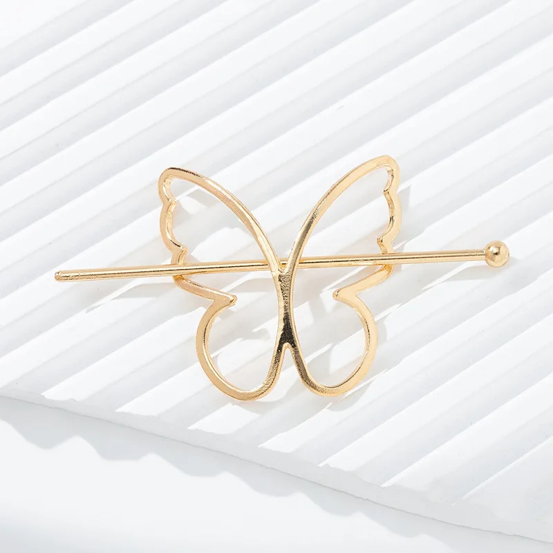 Eico 18k Gold Plated Cute Butterfly Hair Pin For Girls Alloy Hair Fork Elegant Ponytail Hairpins Hair Accessories For Women