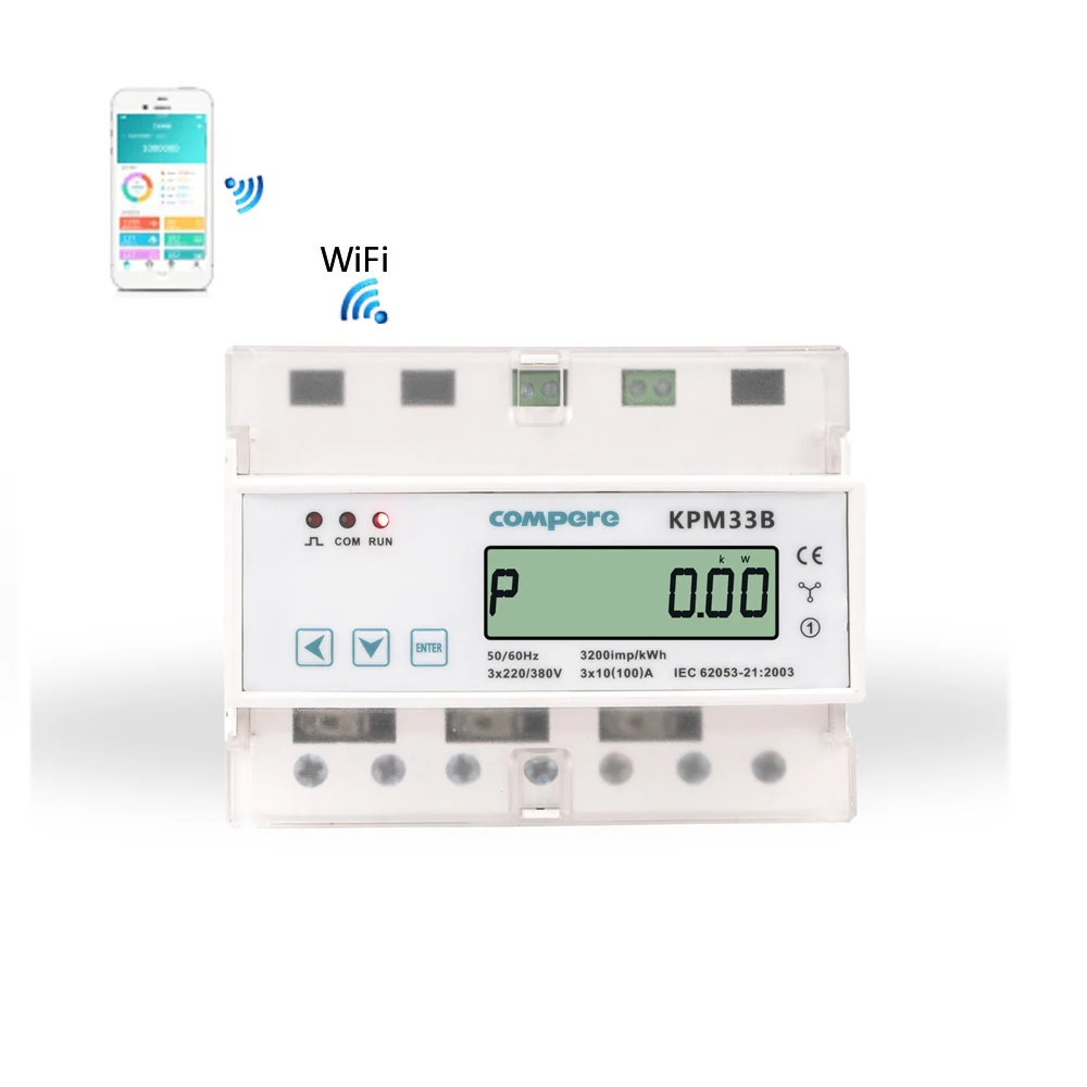 3 Phase 4 Wire Bidirectional Energy Meter RS485 DIN Rail WIFI Data Logger Energy Meter with Inbuilt Relay