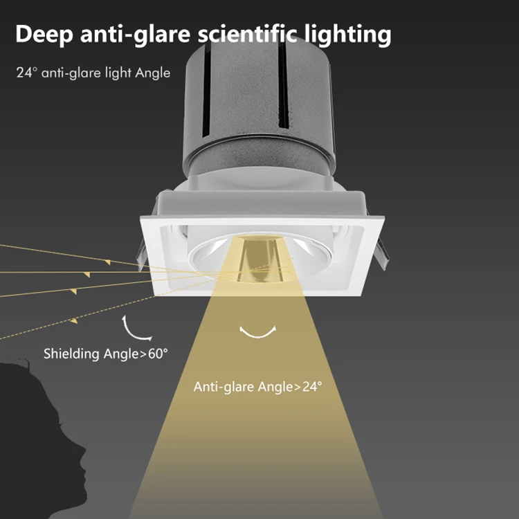 Commercial High Brightness COB Down Lamp School Meeting Room 12W LED Grille Light