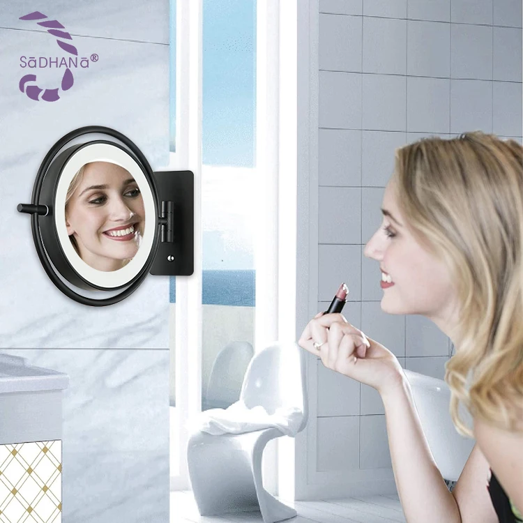 Newly Hot Selling Black Cosmetic Mirror Light Makeup Hotel Bath Shower Fog Less Led Shaving Mirror Etl Miroir De Maquillage