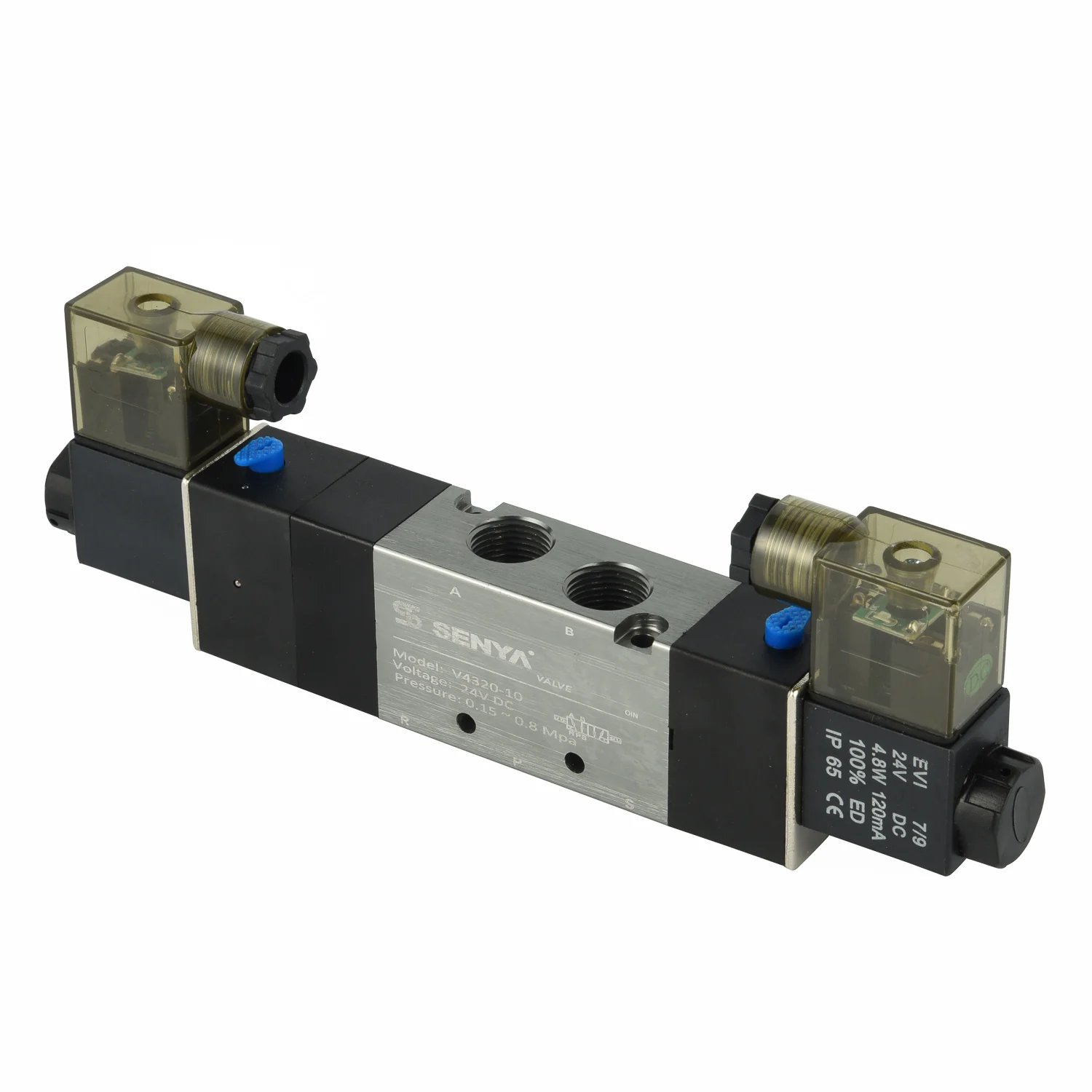 4V220-08 Series Single Coil Control Solenoid Valve 24V 12V 5 Way 2 Position Pneumatic Air Control Solenoid Valve
