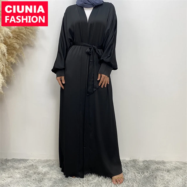 1975# Luxury Soft Fabric Modest Dubai Fashion Cardigan Modern Ladies Simple Open Abaya