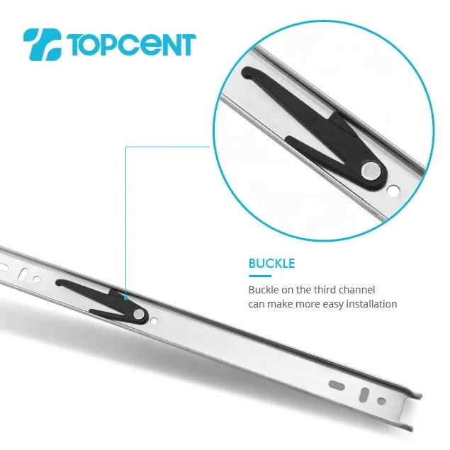 Topcent Telescopic Channel Full Extension Ball Bearing Furniture Drawer Telescopic Slide Extendable Slides Extens Furnitur Rail