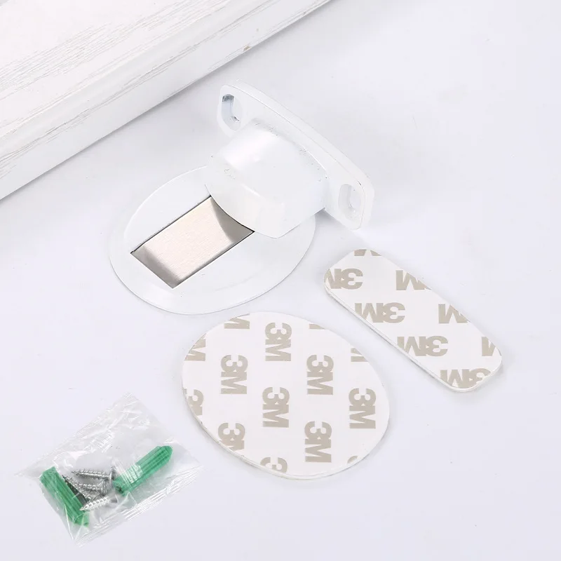 3M Adhesive No Drilling Floor Mount Magnetic Door Stopper - Invisible Magnetic Door Stops Wall Prop Hold Open Door Stop