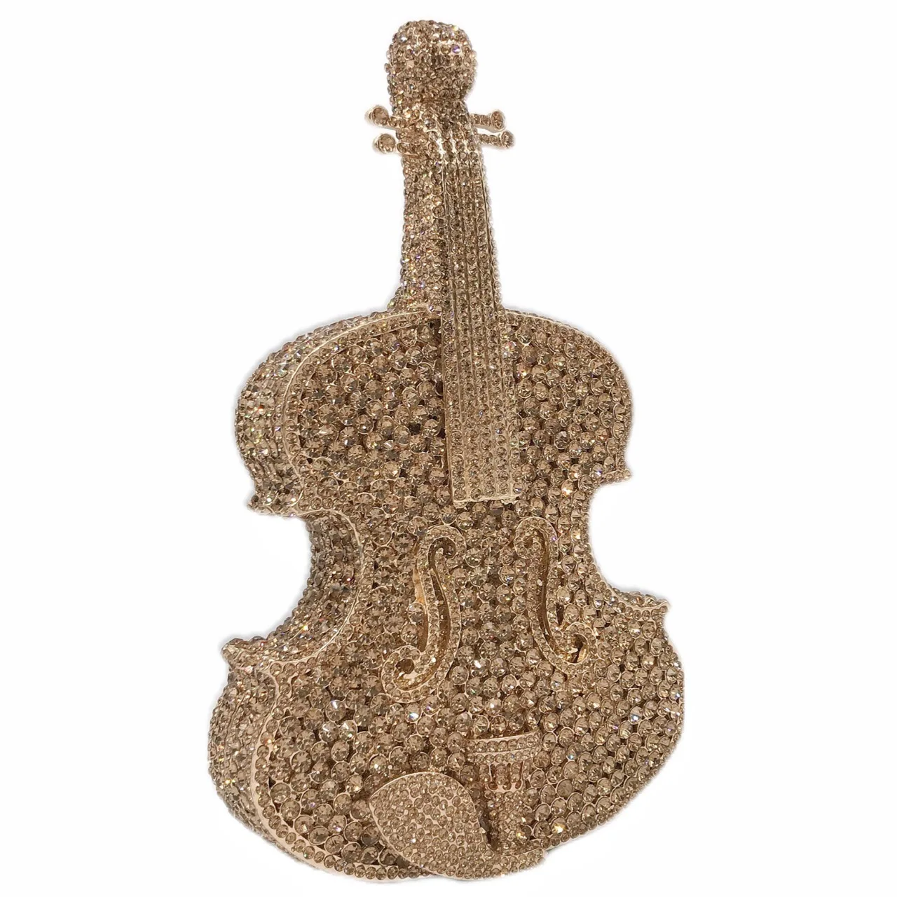 Wholesale Ladies Violin Rhinestone Clutch Handbag Luxury Party Mini Banquet Clutch Bag Evening Wedding Crystal Purse